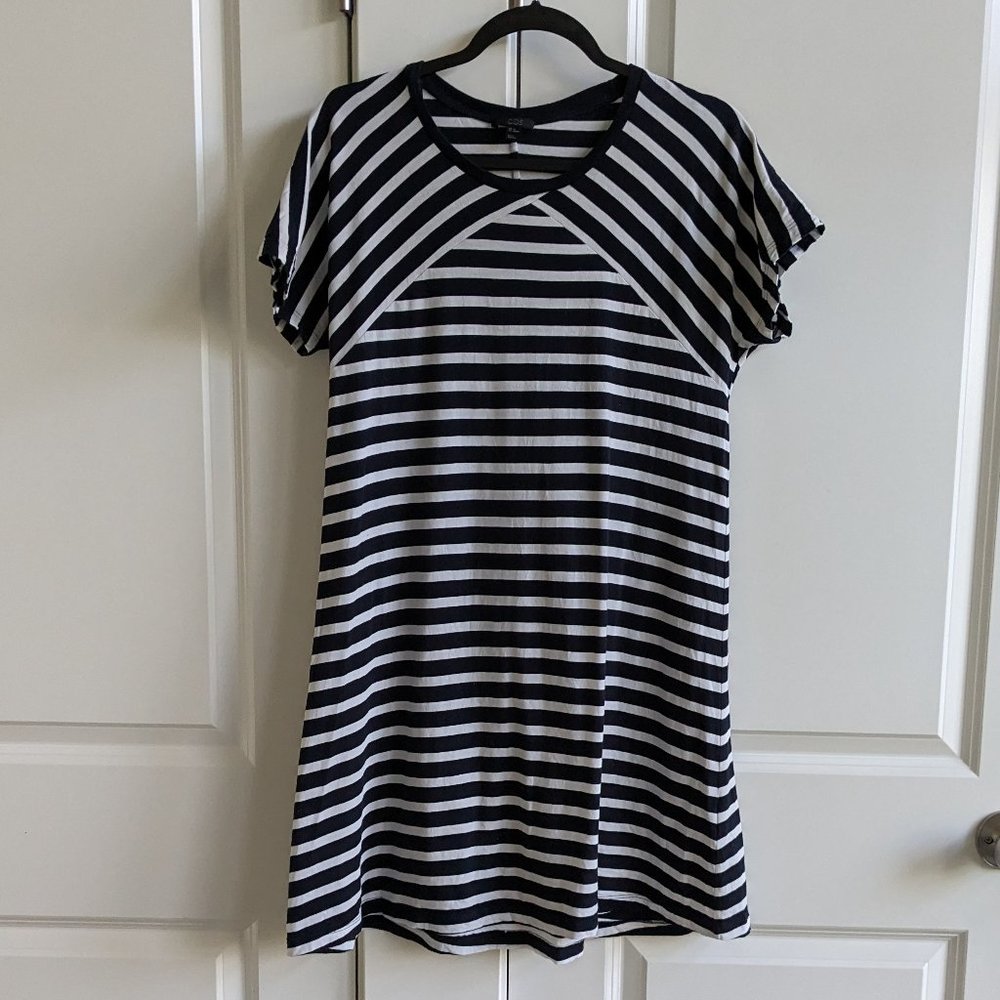 COS Striped T Shirt Dress Short Sleeve Easy Relaxed Cotton Mini Nautical